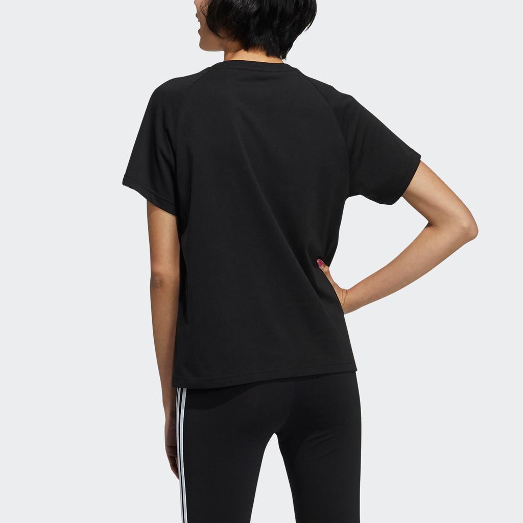 Adidas Neo Contrast Three-Stripes Sports Round Neck Fitted Short Sleeve T-Shirt Women Tops Black H65454