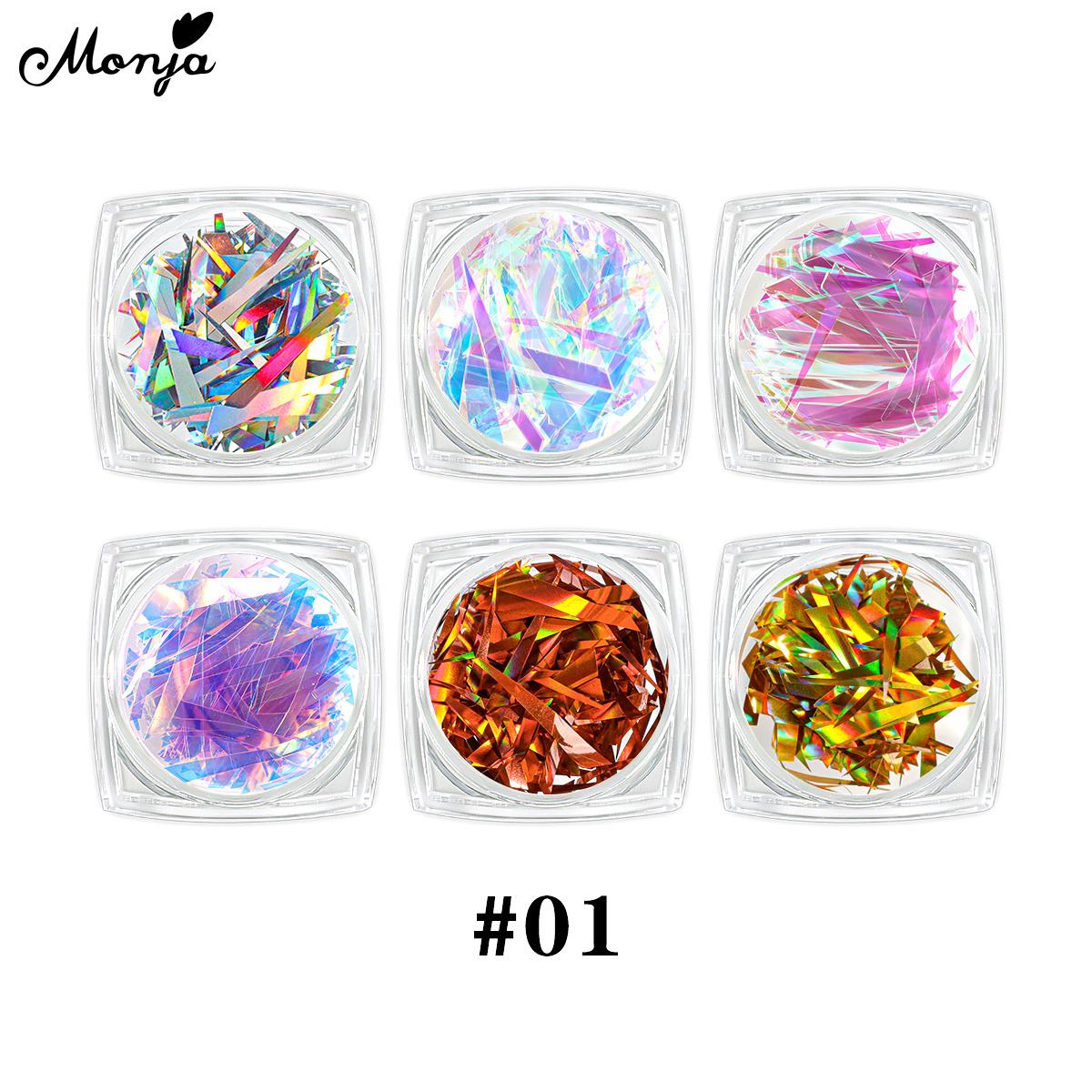 

Monja, 6 шт., блестящие украшения для ногтей, 3D Необычные нерегулярные целлофановые блестки, лазерные наклейки, блестки, блестки, аксессуары для маникюра