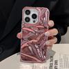 Electroplate Pink Wrinkle Wave Pattern Glossy Case For iPhone 17 Air 16 15 14 13 12 11 Pro Max Bright Back Cover