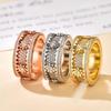 Finger Band Adjustable Anti-Anxiety Fidget Ring Stainless Steel Cubic Zirconia Inlaid Rotating Design Meditation Ring
