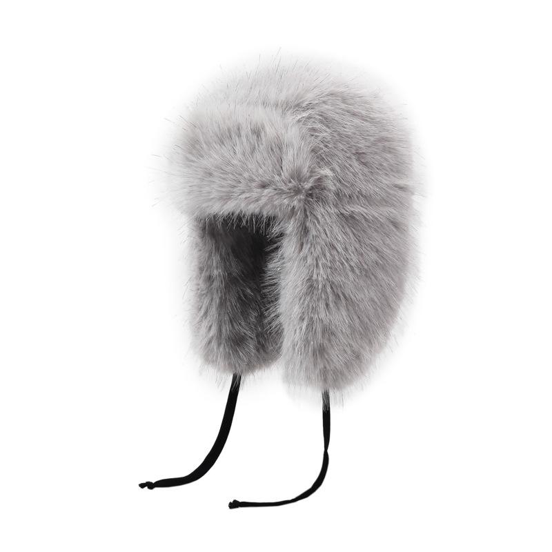 New winter silver silk plush hat thickened thermal hat cold-proof fluffy hat autumn and winter imitation fox hair showing small face hat