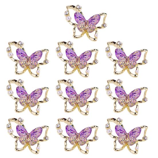 10Pcs Butterfly Nail Art Charm Rhinestone Faux Pearl 3D Butterfly Shape Nail Design Jewelry DIY Crafts Nail Decoration Accessories