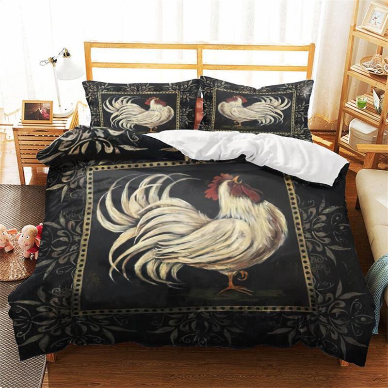 Cute Chicken Duvet Cover Farmhouse Animals Bedding Set 3D Print Comforter Cover King Full Twin For Girls Boys Teens Room Decor