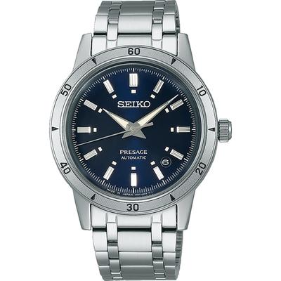 Herren SARY247 (PRESAGE Style60's Mechanisches Metallarmband für Herren) Runde Uhr Silber Analog