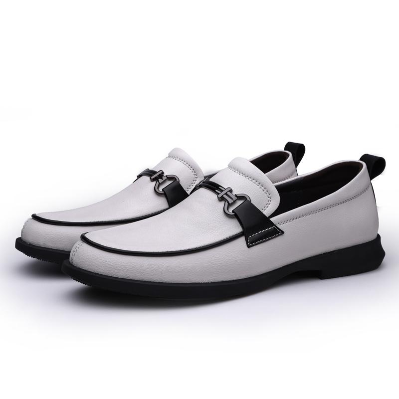 Genuine Leather Men Casual Shoes Business Soft Sneakers Men Loafers Moccasins Breathable Slip On Driving White Shoes Male Flats