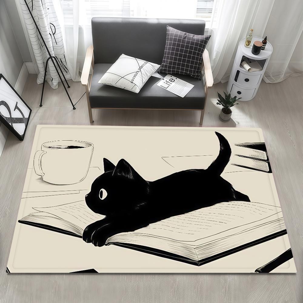 Door Naughty Mat Bedside Entrance Bath Kawaii Cute Floor Decoration Corridor Door Mat Cat Black Carpet Living Room Balcony