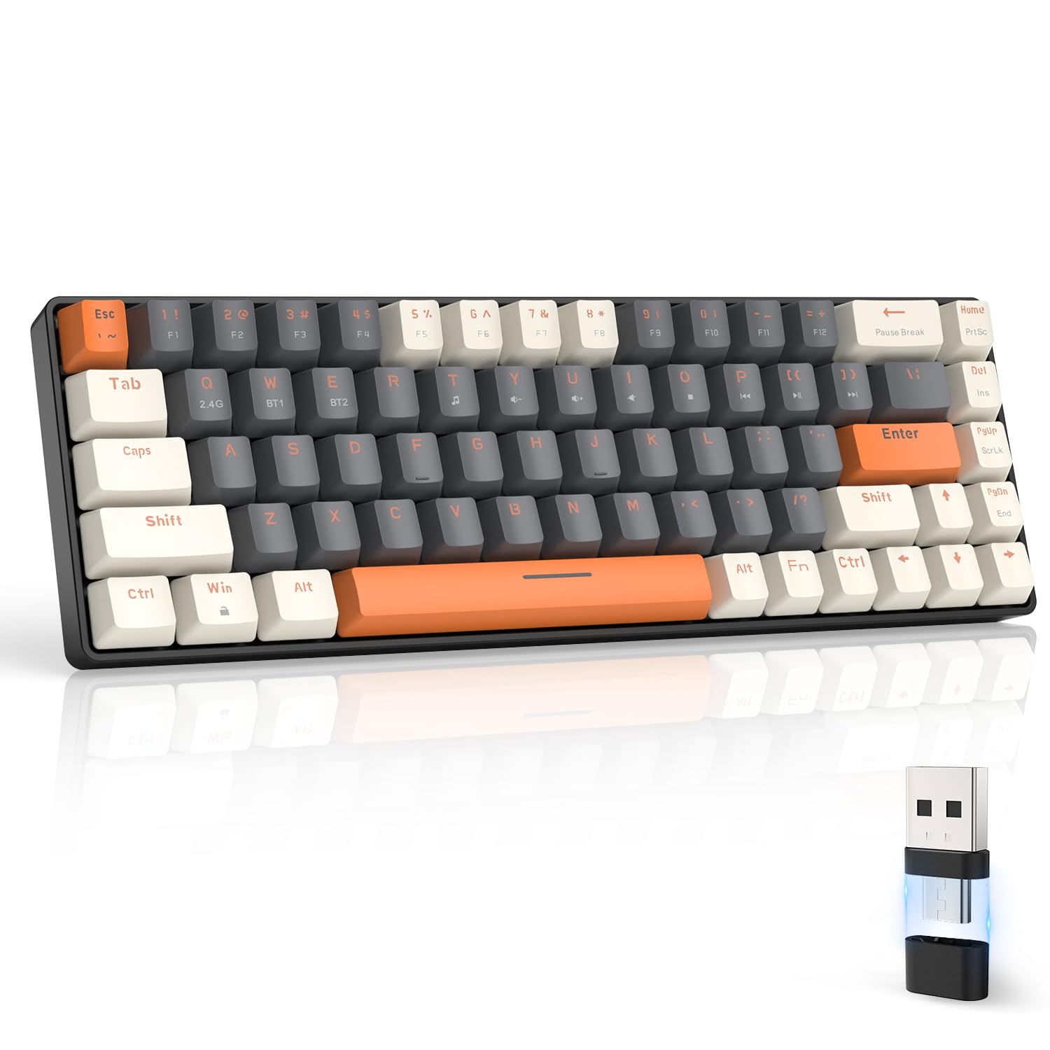 

ZIYOU LANG Bluetooth Wireless Gaming Keyboard Wireless Small Blue Axis K68 Keyboard USB Connection Tenkeyless Windows Mac iPad iOS Android Surface PS4