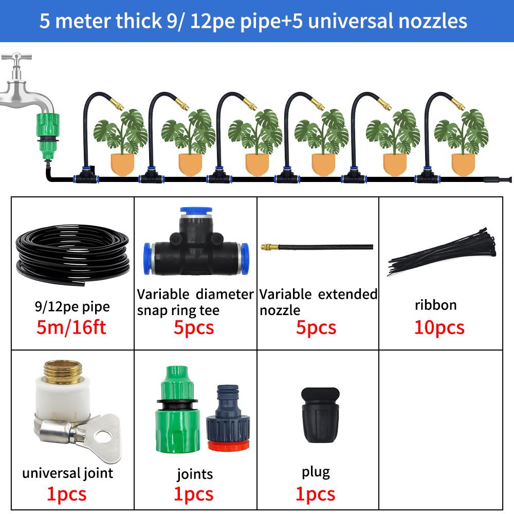 

Universal 5-20M Automatic Irrigation Sprinkler Kit, Rotating Copper Nozzle for Garden & Balcony Watering