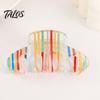 Smooth Surface Hair Clip Claw for Women, Hollow Widened with Curved Transparent Anti-Slip Teeth, Acrylic Rainbow Design Accessory Teeth
