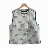 New Chinese Blue Vest National Style Young Sleeveless Vest Thin Spring and Autumn Wear Silk Mulberry Silk