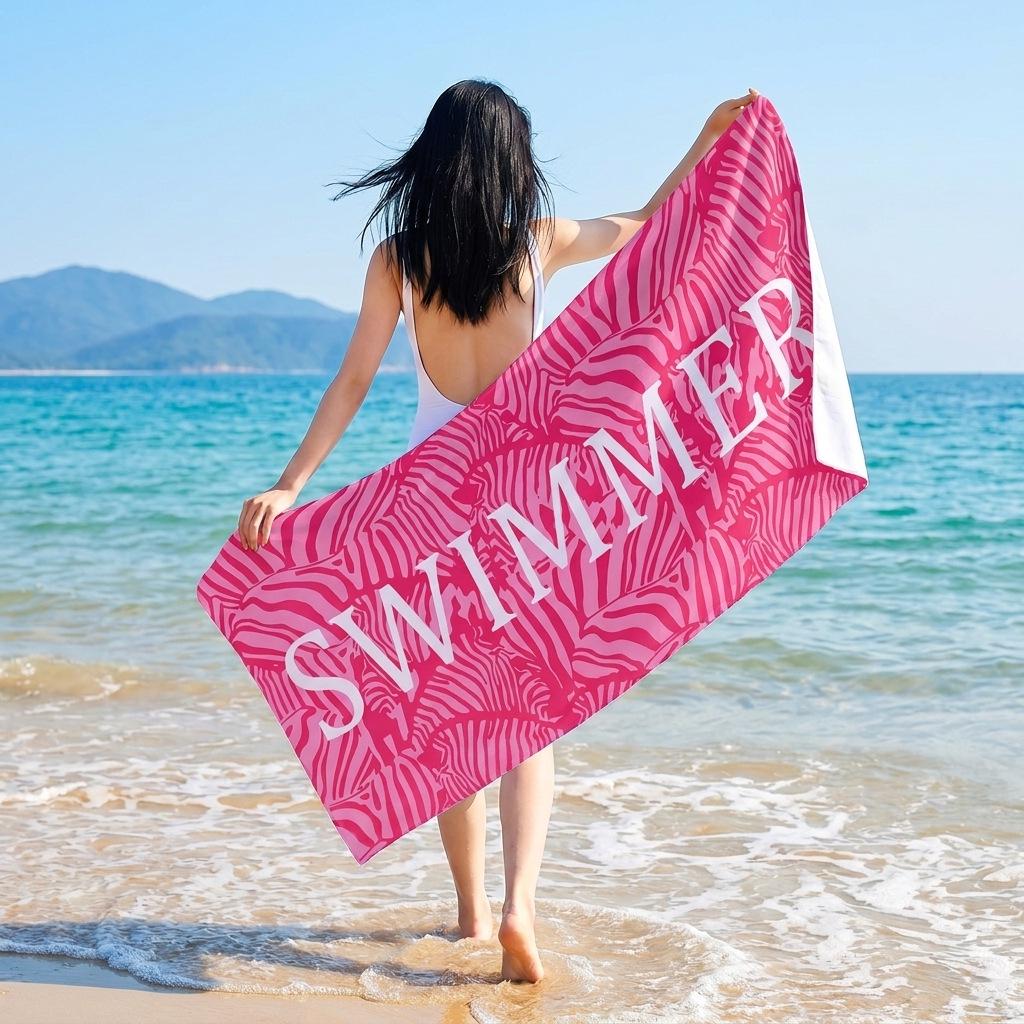Double-Sided Plush Microfiber Beach Towel, 70x150cm - Quick-Drying, Skin-Friendly, Portable Shawl