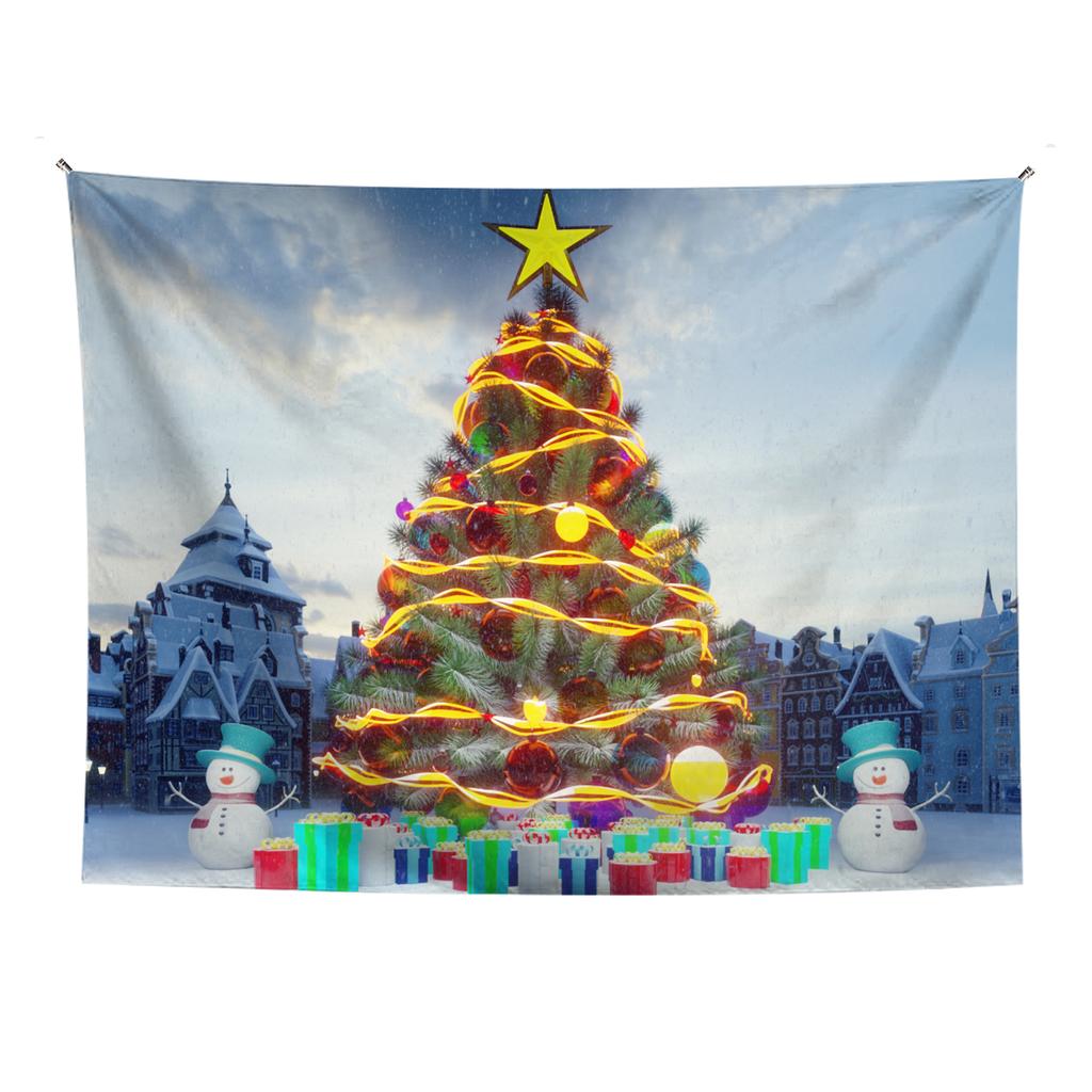 Wohnkultur Frohe Weihnachten Schneeschuh Baum Santa Claus Santa Claus Geschenke Gedruckt Polyester Faser Wand Hängen tapeçaria de natal