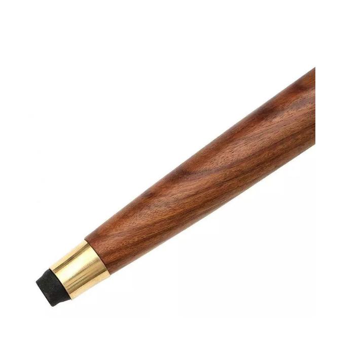 Antique Brass Compass On Top Head Handle Brown Wooden Walking Stick Cane Vintage