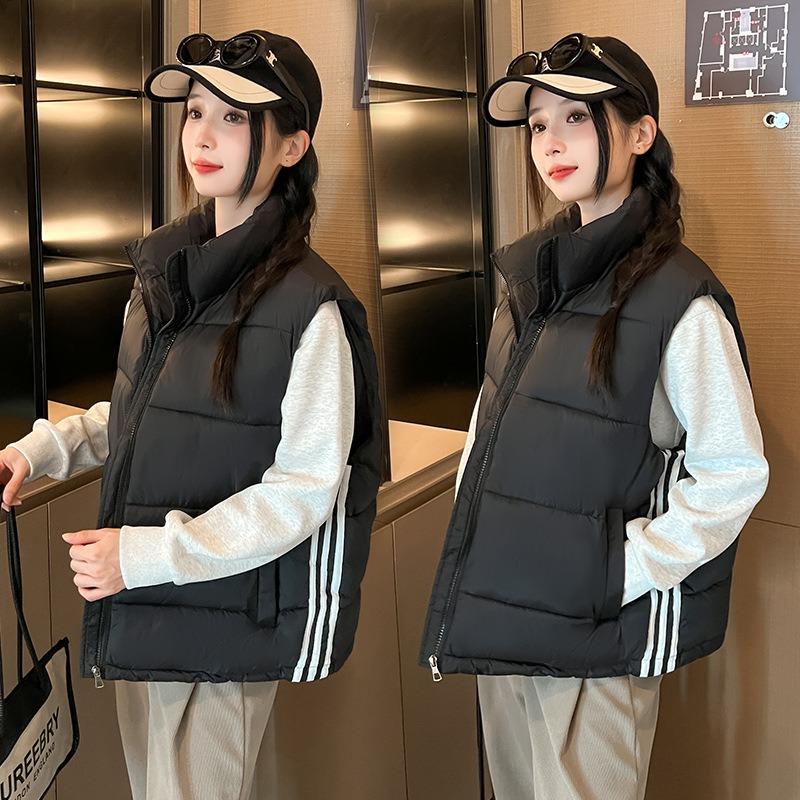 Jesienno-zimowa puchowa bawełniana kamizelka damska odzież luźna w stylu college top kamizelka kurtka