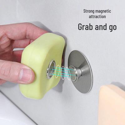 Portasapone Magnetico in Acciaio Inossidabile per Bagno, Senza Foratura, con Scarico