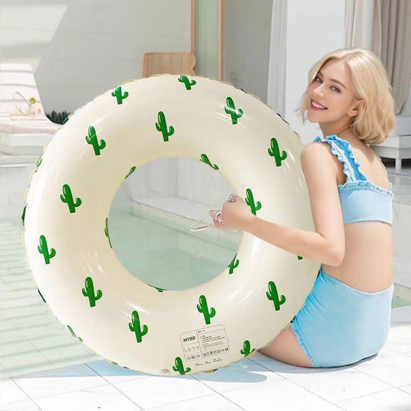 HANDUNYOU Thickened Cactus Retro Swim Ring 90cm; Recommended for 50-75kg