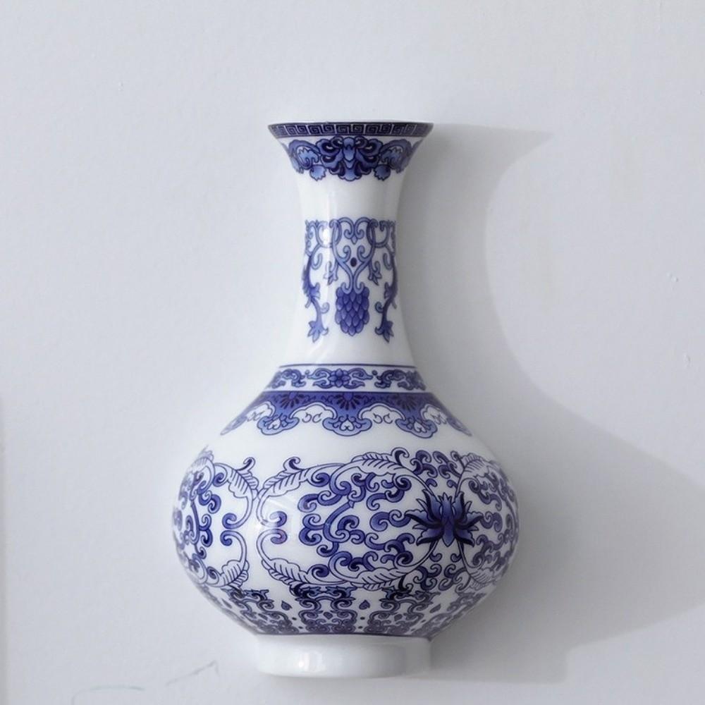 Antique Blue White Porcelain Wall Hanging Ceramic Vase Wall Hanging Vase Living Room Decor
