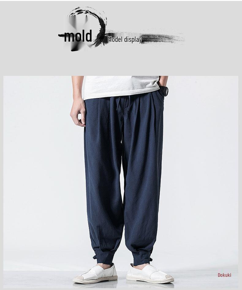Monk Loose Cotton-Linen Meditation Pants - Hemmed for Spring & Summer