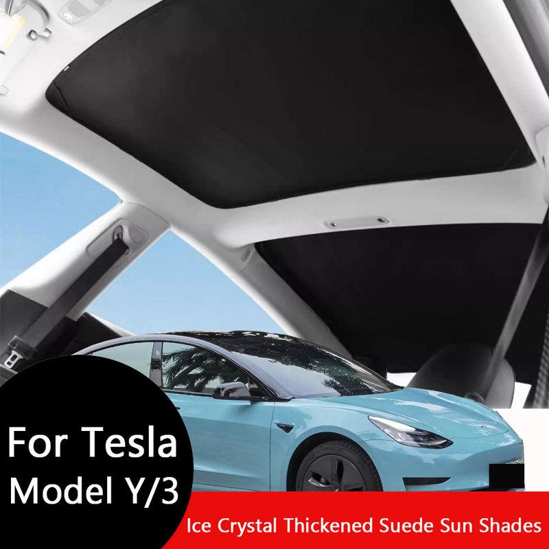 Sun Shades For Tesla Model 3 Highland Model Y 2017-2026 Ice Cloth Buckle Sun Pare Glass Front Rear Sunroof Skylight Accessory