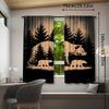 2pcs Black Bear Family Forest Scene Semi-Sheer Curtains   Contemporary Woven Polyester Pongee for Bedroom   All-Season Decorative