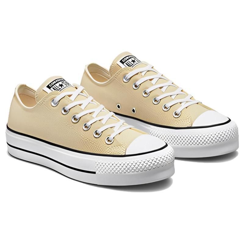 Converse Chuck Taylor All Star Lift Platform Canvas Daily Comfort Low-top Canvas Shoes for Women Yellow and White