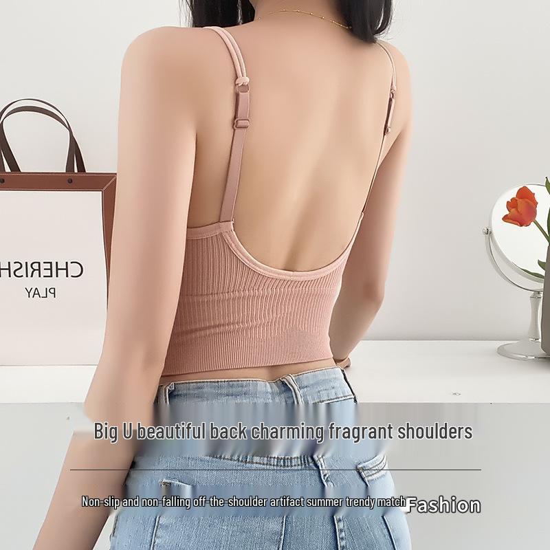 Trendy Zipper Back Tank Top with Chest Pads - Women's Bandeau Bra