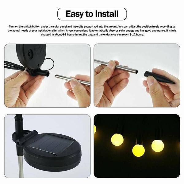 Upgrade 1/2/4 Stück Solar Glühwürmchen Lichter Außen Wasserdicht LED Garten Rasen Lampe Solar Schwingend Sonnenlichtbetrieben Landschaft Hof Terrasse Dekoration