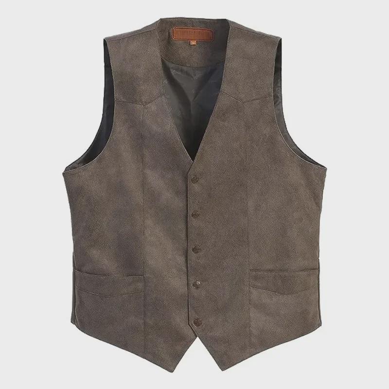 Vestă de costum retro cu gât în V, slim fit pentru bărbați, pentru ținută casual și formală