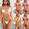 Clear Micro Bikini Straps Women Brazilian Gstring Set Thong Swimsuit Swimwear