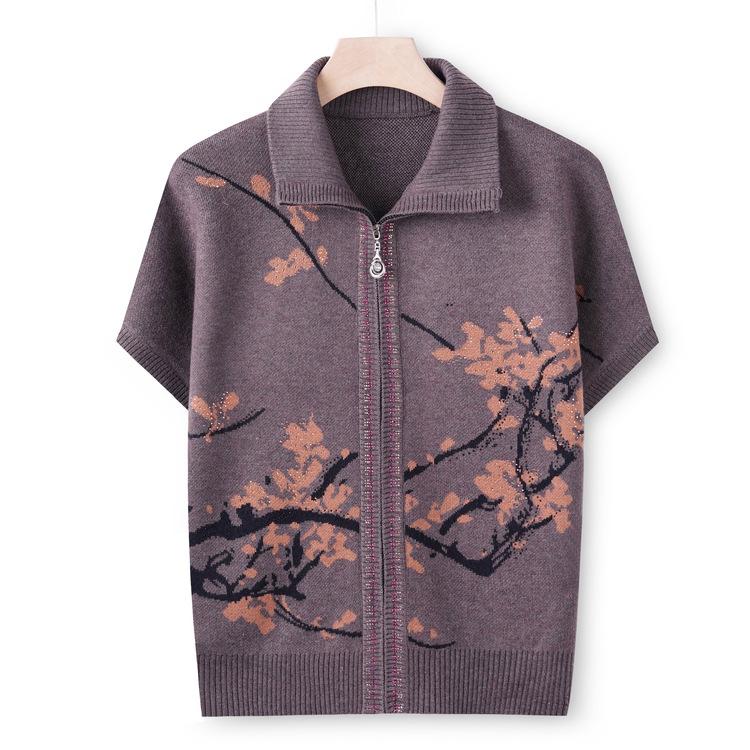 Middle-aged and Elderly High-quality Knitwear Tank Top Autumn Mother Sweater Cardigan Grandma Autumn Zipper Vest Coat.