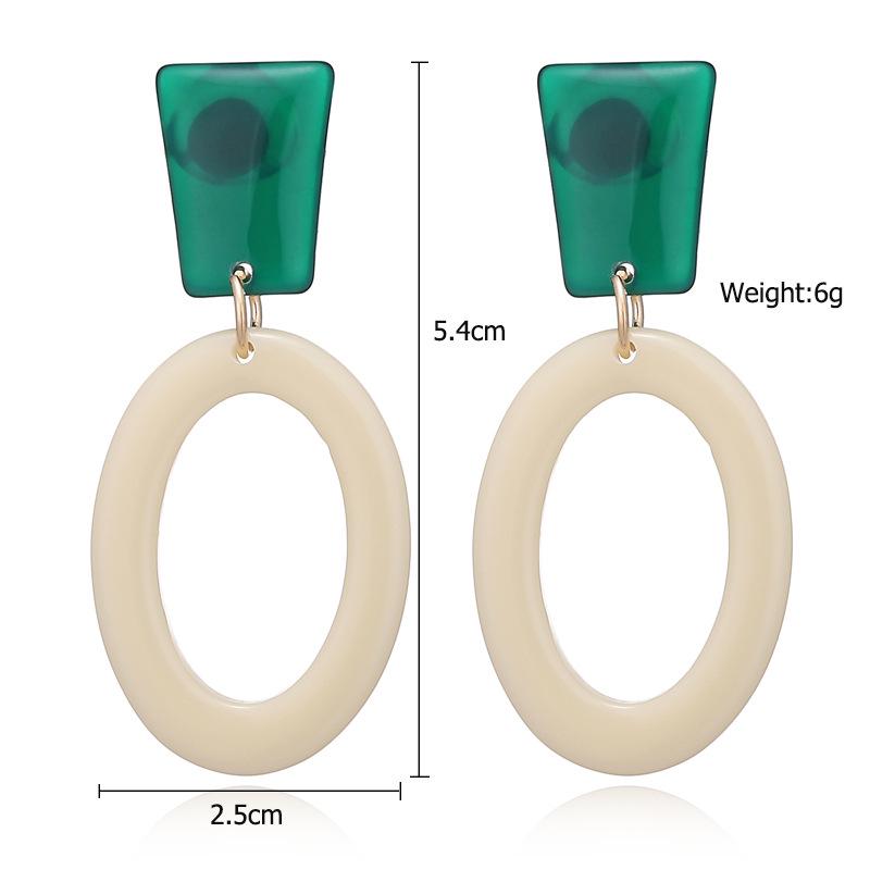 Retro Fashion Simple Acrylic Earrings Geometric Elliptical Pendant Earrings