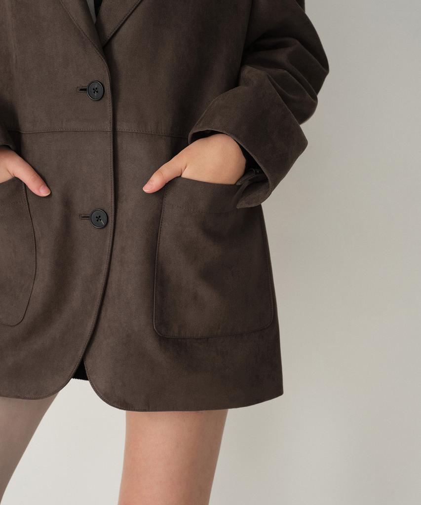 Musinsa Standard Woman Women'S Synthetic Suede Oversized Blazer [Brown]