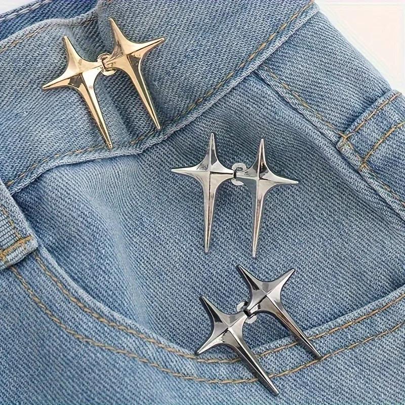 1 Pair Waist Buckle, A Star Shaped Waist Buckle Decorative Buttons, No Sewing, Detachable Button For Waist Adjustment