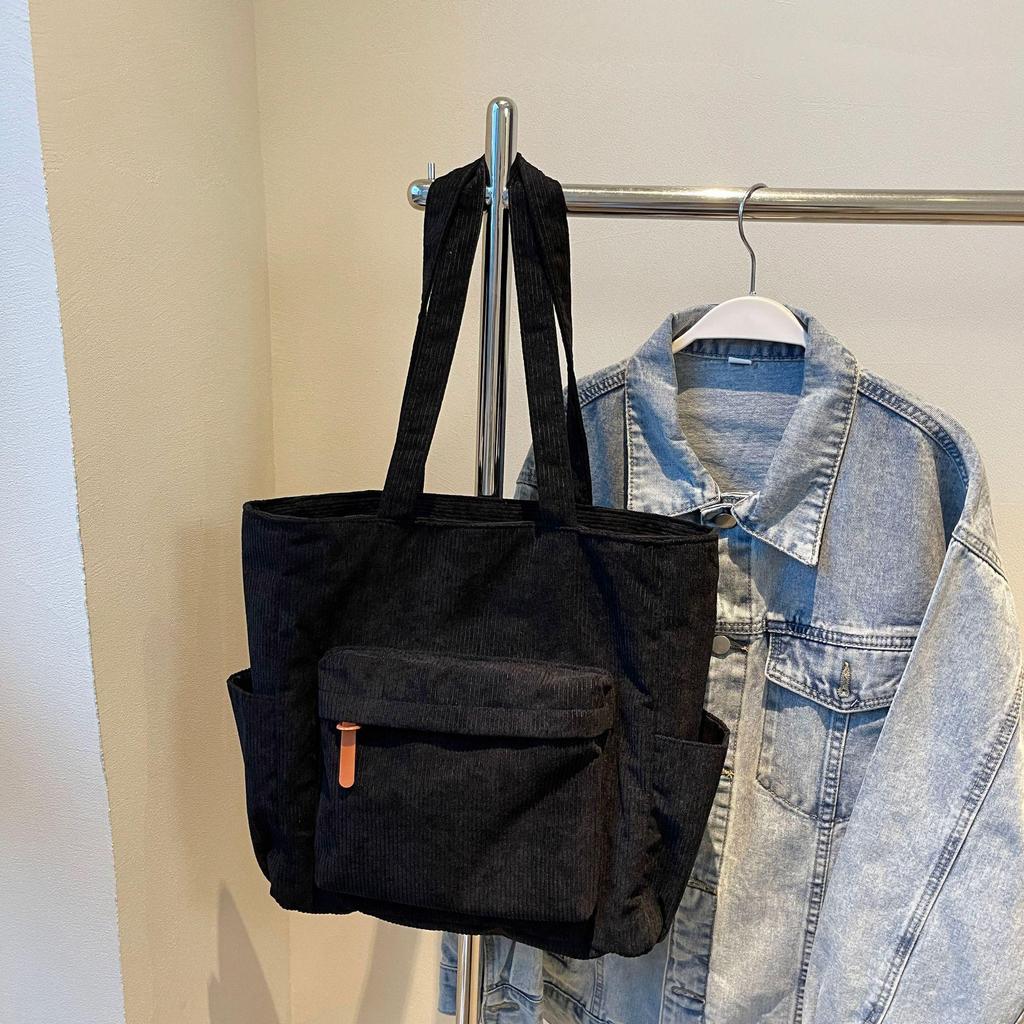 Corduroy Large Capacity Women's Shoulder Tote - Versatile for College & Commute