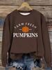 Women's Halloween Print Crew Neck Long Sleeve Pullover Sweatshirt for Autumn and Winter