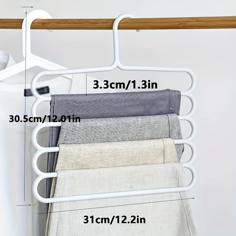 5-layer Pants Hanger Plastic Multi-Layer Pants Rack - Space-Saving, Anti-Slip, And Adjustable Design For Organizing Clothes, Scarves, And Accessories