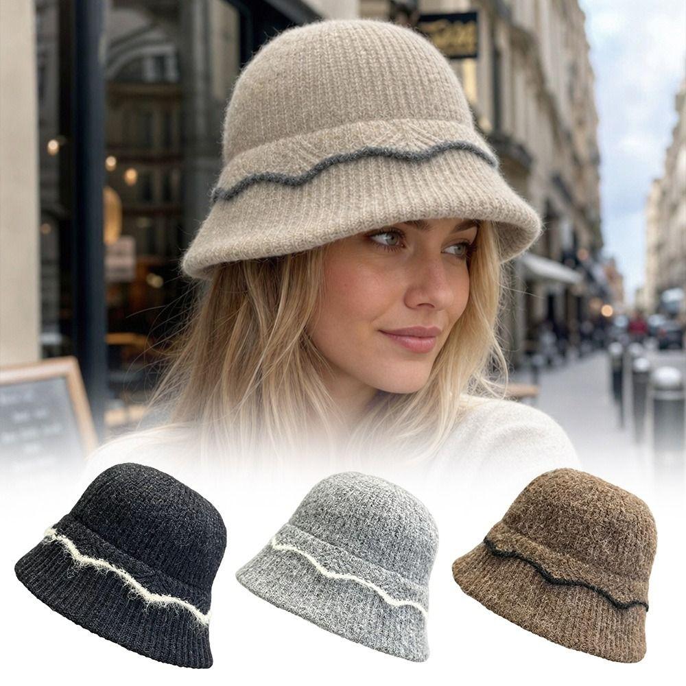 Wool Knitted Fisherman Hat Cold-Proof Beanie Hat New Bucket Hat  Autumn