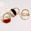 Stainless Steel Geometric Open Ring for Women Men Simple Vintage Enamel Irregular Finger Ring Exquisite Casual Versatile Jewelry