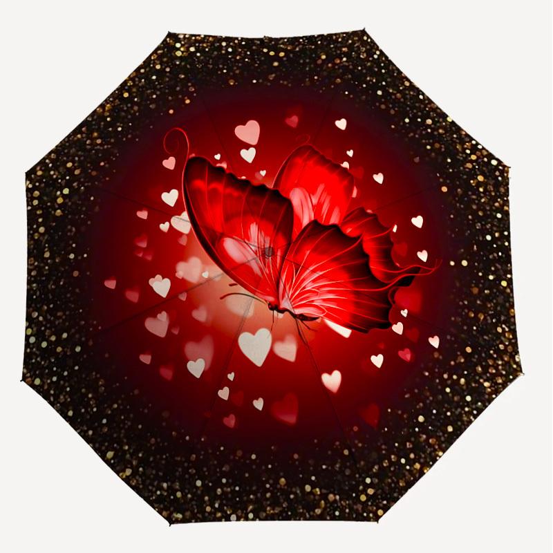 1PC Butterfly Love Umbrella-8-Rib Reinforced, Automatic Open, Lightweight & Durable, Cute Fashion Accessory for Outdoor, Beach, or Casual Use, Beach U