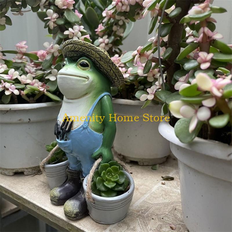 F26C Birthday Gift Animal Farming with Two Bucket Mini Resin Ornament Decoration