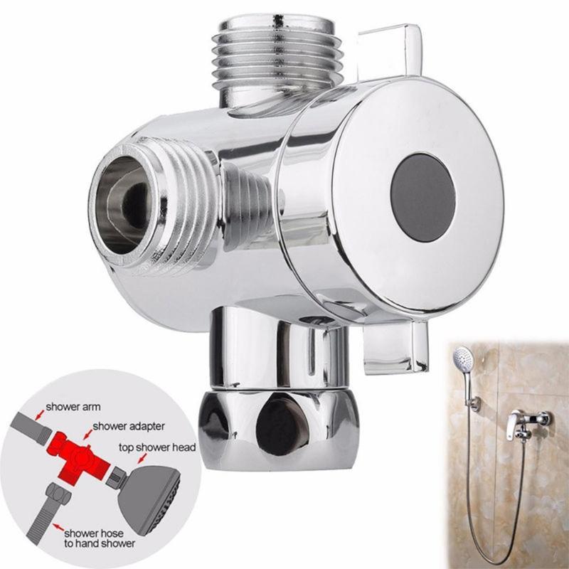 3 Way Shower Diverter Adapte 1/2” with Hand Shower Cradle for Bathroom Hand Shower Hardware Accessory for Home Daily Use