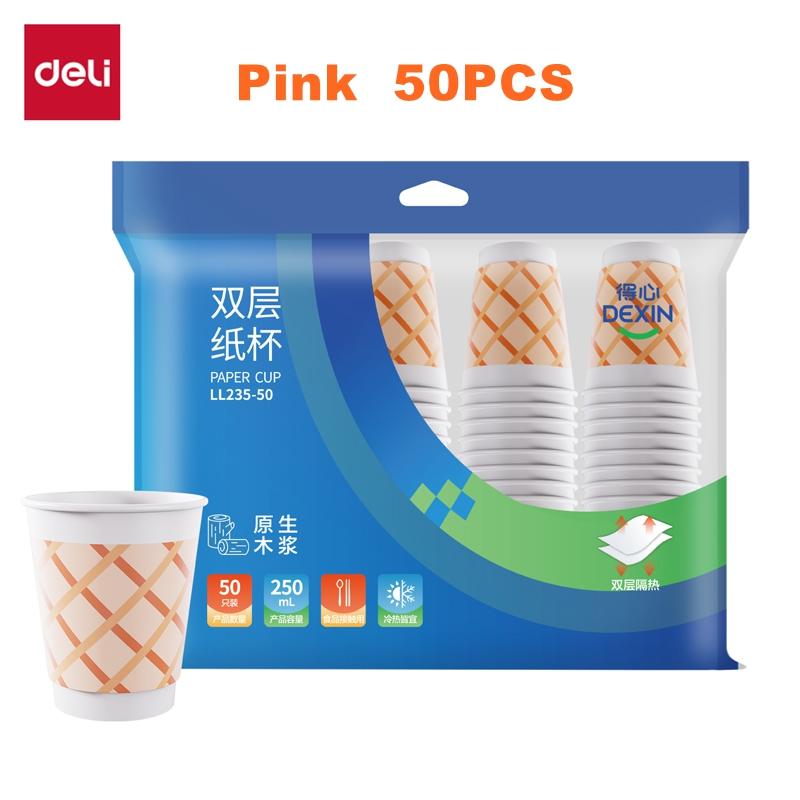 Deli Double Layer 230ml Paper Cup Odorless No Fluorescent Agents Healthy Pack of 20/50 Eco-Friendly Paper Cups