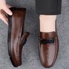 Fashion Advanced Texture Lightweight Genuine Leather Men's Formal Leather Shoes Handmade Soft Comfortable Non-slip Casual Men Bean Shoes