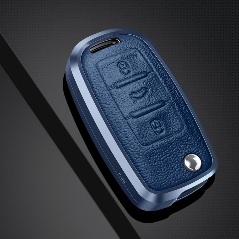 Alloy Leather Car Key Case Full Cover For Vw Volkswagen Polo Golf Passat Beetle Caddy T5 Up Eos Tiguan Skoda A5 Seat Leon Altea