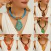 Necklace Resin Geometric Earrings Set Sparkling Big Gems Summer Fashion Style