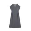 Women's summer casual short-sleeved dress women's summer new three-dimensional pleated design waist and thin V-neck dress