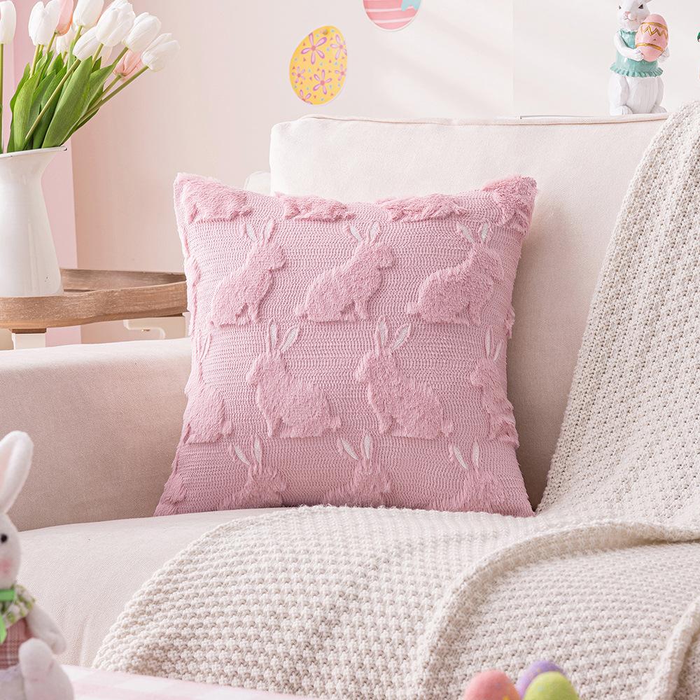 Creamy Style Rabbit Plush Pillow Sofa Living Room Cushion Bedside Bedside Cute Bed Lumbar Pillow Pillow Case Core-free