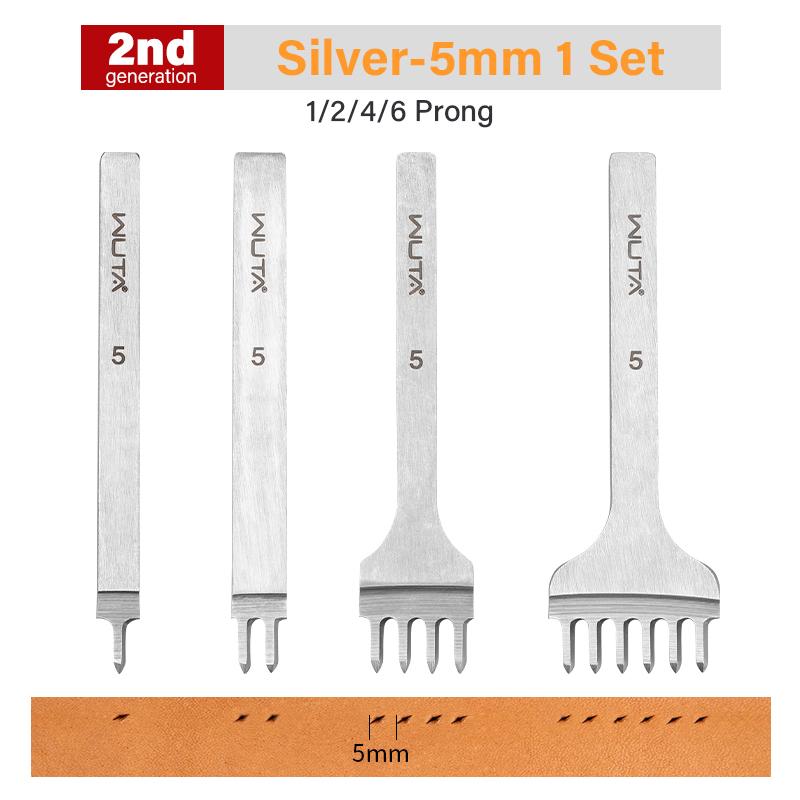 WUTA 1Set 4pz Strumento Base Scalpello per Pelle Punzone Diamantato Foro Punzone Cucitura Artigianato Pelle Strumenti 3/4/5/6mm 1-2-4-6 denti