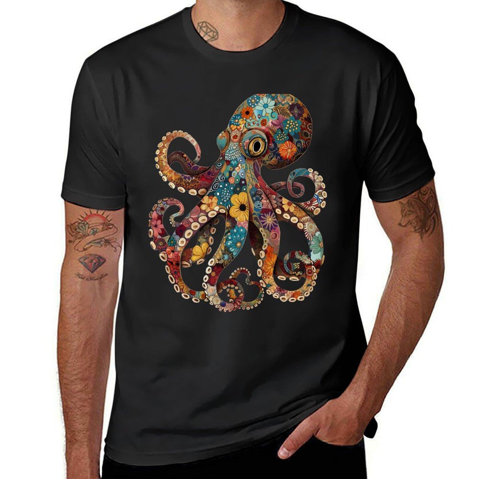 

Best Selling Fashino Full Color Octopus TShirt Quick Drying Korean Fashion Summer Tops Aesthetic Clothing Funny T Shirts for Men 4XL