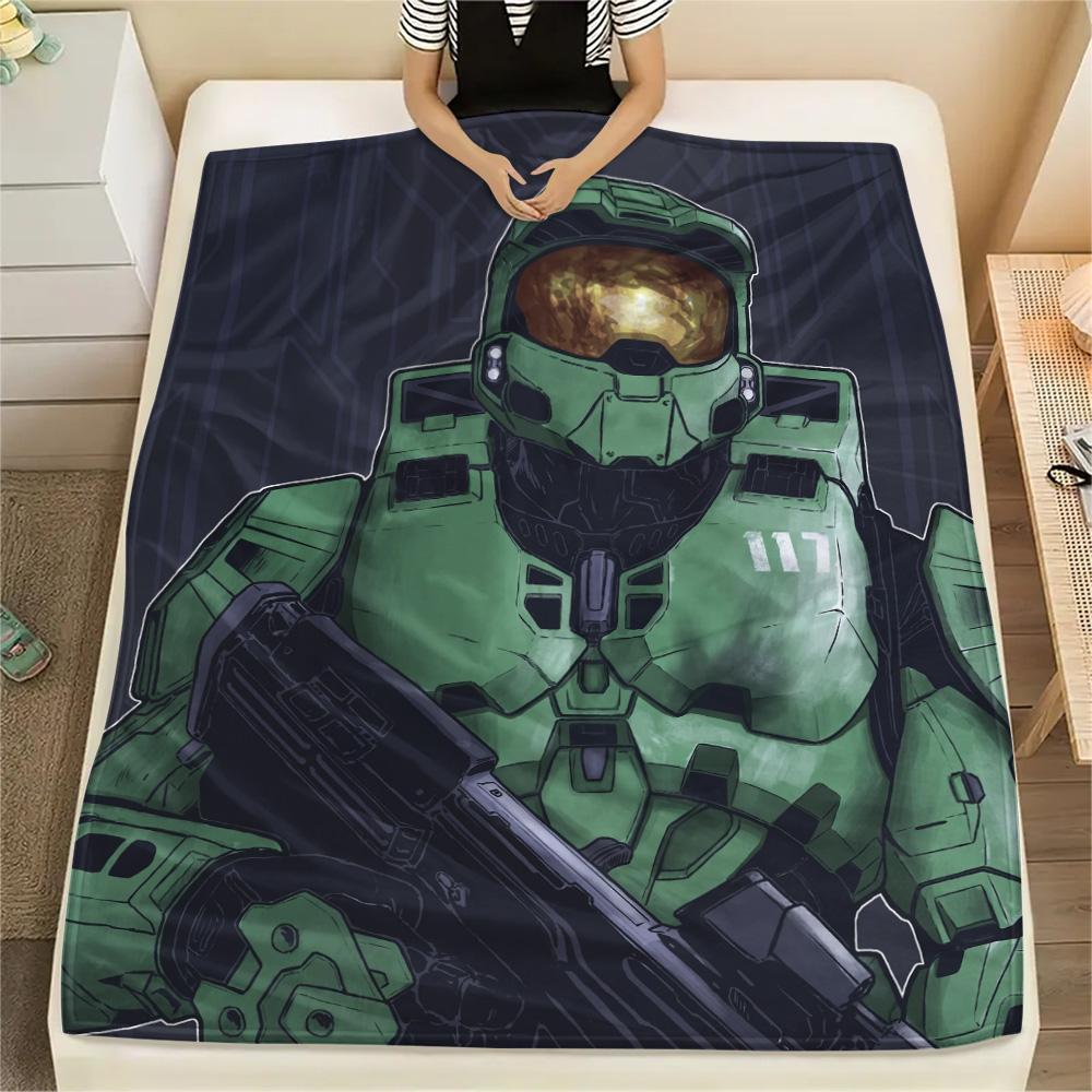 Master Chief  Print Flannel Blanket, High Quality Comfortable for All Seasons, Home Decor, Warmth and Comfort